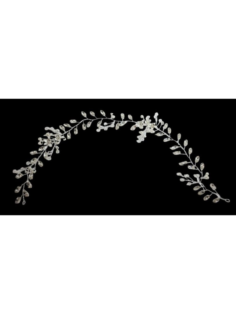 Beautiful Silvertone Floral Rhinestone Beaded Headband Hair Accessories Bridal